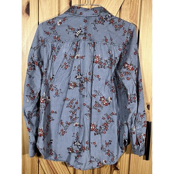 Anthropologie Building 18 Corduroy Floral Button Down Shirt Women's Size 4 Top - Picture 6 of 8